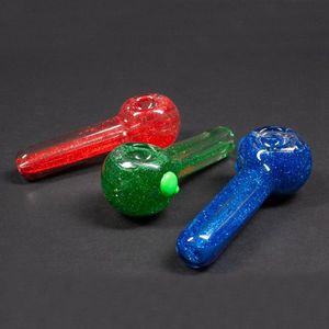 Ultimi tubi colorati Glitter Liquid Filled Pyrex Vetro spesso Tubo da fumo Handpipe Portatile fatto a mano Dry Herb Tobacco Oil Rigs Filter Bong Holder DHL Free