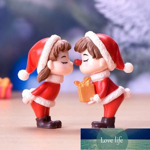 2 pcs mini casal de natal figura boneca diy jardim bonsai decoração ornament criança brinquedo miniatura estatueta pessoas estátua resina artesanato de fábrica preço especialista qualidade