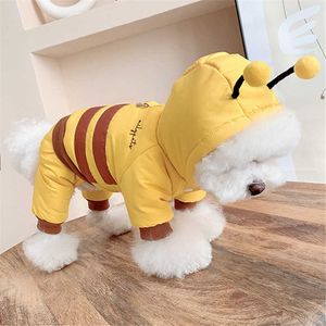 Zimowy pies Zwierzęta Odzież Zagęścić Ciepłe Odzież Dog Odzież Kombinezon Outfit Puppy Yorkshire Mały Pies Kostium Śmieszny Pet Coat Kurtka 211007