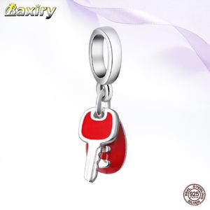 Red Enamel Beads 925 Sterling Silver DIY Key Pendant Fit Women Charms Silver 925 Original 2020 Bracelet Beads For Jewelry Making Q0531