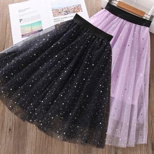 Saias Big Plus Size Star Glitter Dance Tutu Skirt para meninas Lantejoulas camadas Tulle Princesa Pettiskirt Childon Chiffon