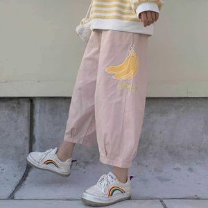 Японские широкие брюки, осенние свободные девчачьи женские стильные мягкие брюки для девочек с девятью точками 210526
