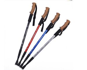 Utomhus Trumpet Cork Trekking Poles Ultra Light Telescopic Alpenstock Multi Functional Right Handle Vandring Walking Stick