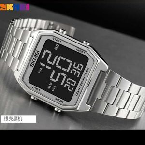 SKMEI 2 Time Mężczyźni Digital Sport Zegarki Marka Odliczanie Stopwatch Moda LED Electronic Wristwatch Mężczyzna Reloj Hombre 210728