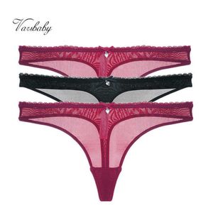 Varsbaby Thong Transparenta Underkläder Solid Genomskinliga Briefs Low-Rise G-String S-2XL Panties 3pcs / Lots 210720