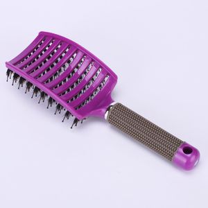 Hårbotten Massage Kam Hårborste Bristle Nylon Kvinnor Våt Torr Curly Detangle Hair Brush Salong Frisör Styling Verktyg