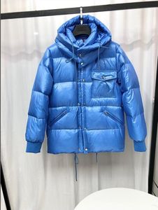 Men Hooded Down Jacket Winter Warm Double Zipper Pocket Outwear Design Blue Black Parkas Size 01234