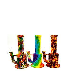 Fire pattern Silicone Bong Water Pipes Hookahs Portable Rigs Detachable Hookah Unbreakable Smoking Oil Concentrate Pipe