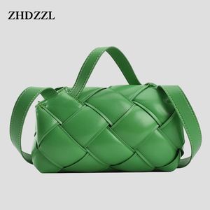 Axelväskor Mode Designer Square Woven Läderväska 2021 Dam Green Crossbody Bag Koreansk stil Casual Dating Trendy