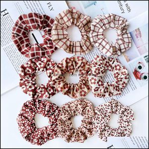 Accessori per capelli Bambino, Bambini Scrunchies maternità Donne Ragazze Plaid Fiori Fasce per capelli con stampa leopardata Corda elastica Porta coda di cavallo Versione coreana