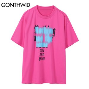 GONTHWID Magliette Camicie Streetwear Creative Graffiti Lettere Magliette Hip Hop Punk Rock Gothic T-shirt Harajuku Maglie a manica corta C0315