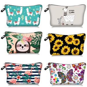 플로라 인쇄 화장품 가방 귀여운 동물 패턴 메이크업 가방 여성을위한 조합 선물 주최자 파우치 세트