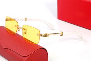 デザイナーサングラスレトロ眼鏡リムレス装飾ゴールデンシルバーグレーブラウンバッファローホーンメガネバルクブランド眼鏡フレーム男性女性眼鏡アクセサリー