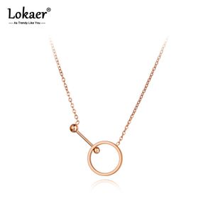 Lokaer Temperament Geometryczny Klejnot Kulkowy Naszyjnik Titanium Stal Róża Złota Kolor Łańcuch Clavicle Simple Neckalce N20240