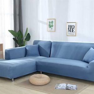 Solid Color Elastic Sofa Cover for Living Room Case Universal Sectional Slipcover 1/2/3/4 seater Stretch Couch 211116