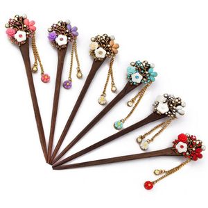 Epecket DHL Kvinnors Stegskakning Tassel Kyckling Wing Wood Hairpin Hot Sale Dafz017 Hår Smycken Hårstolar