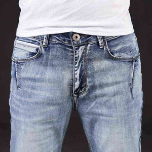 2021 Höst Ny Ankomst Mode Märke Män Jeans Tvättade Slim Jeans för män Casual Pants Plus Size 40 42 44 46 G0104