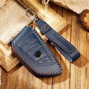 Leather Car Key Case för 1 2 5 Serie 218i X1 X3 X4 F48 X5 X6 F15 F16 G30 Smart Remote Fob Cover Keychain Protection Bag