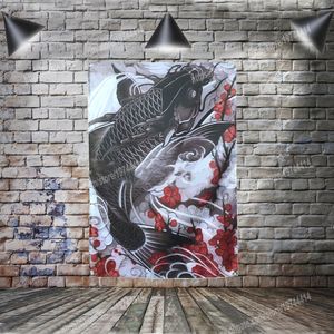 鯉の魚日本のタトゥーポスターの旗バナー家の装飾ぶら下がっている旗4雑誌3 * 5ft96 * 144cm絵画壁アートプリントポスター