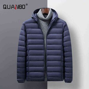 Chaqueta acolchada empacable resistente al agua ligera informal de negocios para hombre 2021 abrigos cálidos de Otoño Invierno con capucha a la moda para hombre G1115