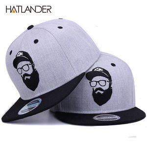 [Hatlander] Original Cinza Cool Hip Hop Cap Homens Mulheres Chapéus Vintage Bordado Caráter Bonés de Beisebol Gorras Planas ósseos Snapback 210311