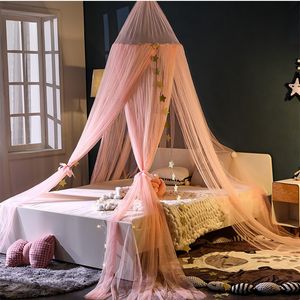 7 cores pendurado mosquito net coroa estrela crianças cama bebê cama cúpula cama canopy algodão cortina de cama para crianças lendo tocar decoração de casa
