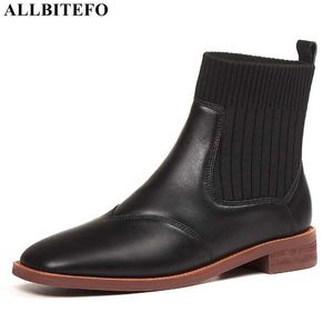 ALLBITEFO Stone texture natural genuine leather women boots autumn fashion women high heel shoes motocycle boots ankle boots 210611