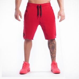 Summer New Cotton Men Shorts Gyms Calf długość fitness swobodne joggery czerwone szorty sportowe kulturystyki