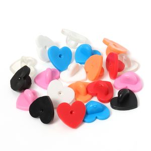 50 stks Rubber Metalen Pin Backs Heart Broche Buckle Button Clasps DIY Collar Buckle Accessoires voor Dames Sieraden Maken Bevindingen
