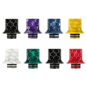 2 Styles Epoxy Harts Flat Mouth Drip Tip Snake Skin Grid Cobra Wave Wide Bore fyrkantigt munstycke för 510 810 Tråd DHL