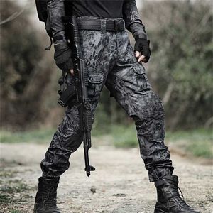 Pantaloni tattici da uomo Camo Multi-tasche Pantaloni cargo mimetici Caccia all'aperto Escursionismo Esercito militare Casual 211119