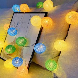 Cordas LED String Light Algodão Bola Luzes 8 Funções Controle Remoto Ao Ar Livre Quarto Indoor Janela Decoração Decoração Natal