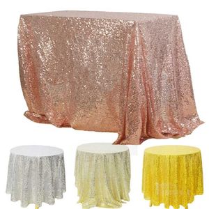 Sequin Bordduk Glitter Round / Rektangulär bordsduk för bröllop Bankett Julfödelsedag Party Decor Home Tea Dukloths 211103