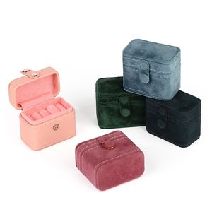 Mini Clip Smycken Box High-end Beaded Velvet Resor Portable Storage Bag Bracelet Earring 211105