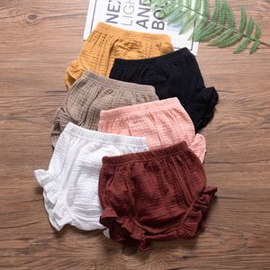 Crianças infantil Harem Calças de algodão Linho Shorts Recém-nascidos Bebê Meninos Meninas Calças Curtas PP Calças de Fraldas Capas Bloomers 0-24 Meses