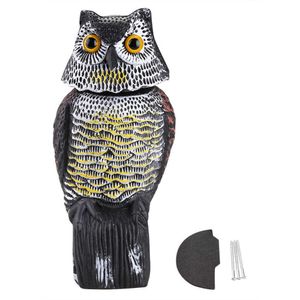 Realistyczne Ptak Facerowi Rotating Head Owl Decoy Protection Repellent Ptak Pest Control Scarecrow Ogród Decor Yard Y200106