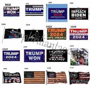 Najnowsze 111 stylów Banner Flagi 1776 Trump 2024 Make American Great Again Factory Direct 3x5 Ft 90*150 cm Wróci Impeach Biden wygrał DHL za darmo