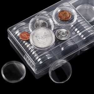 60st CLEAR Collection Coin Capsules 41mm Transparent Eagle Coin Protector Fodral Förvaringslåda Rundmynthållare Containrar 210315