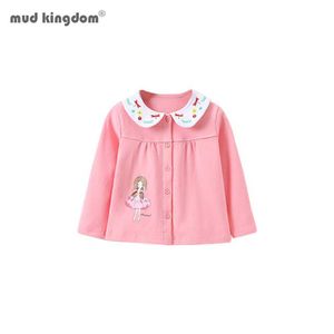 Mudkingdom bebê meninas cardigan tops manga longa outono lapela crianças roupas bonitos desenhos animados padrão roupas 210615