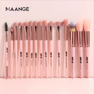 MAANGE 15 Pcs Makeup Brushes Tool Set Powder Eye Shadow Foundation Blush Blending Cosmetic Make Up Brush Kit