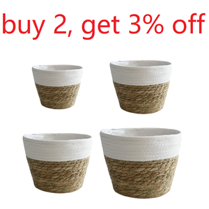 Wholesale pot toy resale online - Planters Pots Nordic Handmade Straw Basket Laundry Picnic Toy Storage Macrame Woven Flower Pot Plant Container Home Decoration