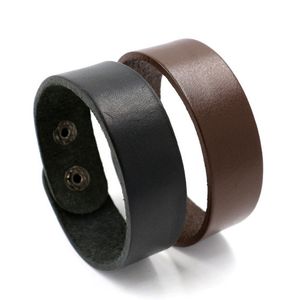 Simple Brown Black Color Leather Handmade Adjustable Charm Bracelets For Women Men Punk Bangle Jewelry