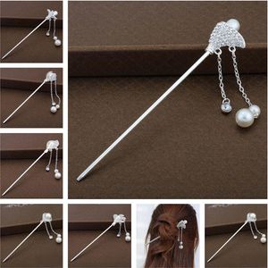 vintage women chinese style hair accessories silver pearl hairpin hairpin mix order Hairpins