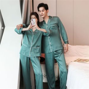 Mais novo pijamas set manga longa adorável sleepwear confortável pele amigável camisola mulheres homens primavera outono homeware 291 s2