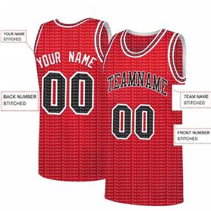 Пользовательские DIY Design Chicago Любое число Джерси 00 сетки Баскетбольная Толстовка для баскетбола Персонализированное название команды и Numbe Red Black 99