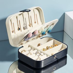 Wholesale jewellery boxes for sale - Group buy Storage Boxes Bins Portable Two Layers Jewelry Box Jewellery Organizer PU Leather Case Ring Earring Necklace Ear Stud Display Storage Mother s Valentine Gift ZL0377