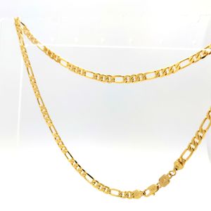 Italian Fine Figaro Link Chain Necklace 6mm 20" 24 K Stamp Gold Plated