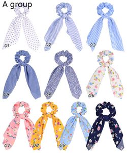 23 Styles Girls Ribbon Hair Rope Scrunchies Accessories Ponytail Holder Streamers Hairbands Lady Floral Floral Dot Scrunchy Headwear M3322