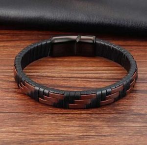 Hand Knitted Simple Style Classic Men Bracelet High Quality Stainless Steel Magnetic Clasp Charm Leather Bracelets Gift Q0719