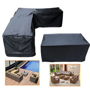 Narożnik Outdoor Sofa Pokrywa Ogród Rattan Meble V kształt Wodoodporna Protect Set Enl-Cel Dust S 211116